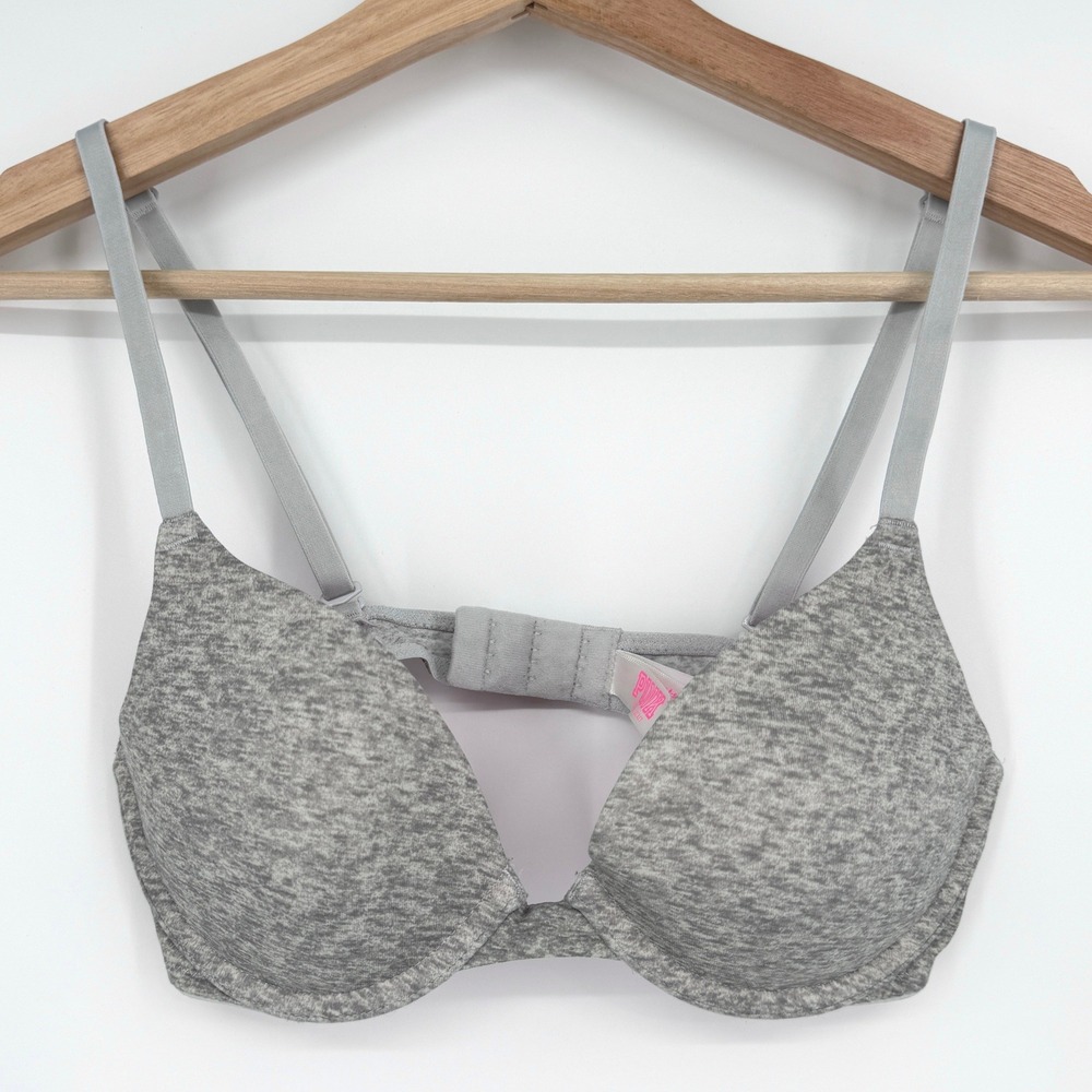 Victoria's Secret PINK Wear Everywhere T-Shirt Bra Lightly Lined Gray 32 A